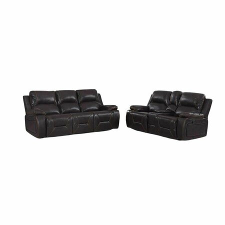 HOMEROOTS 89 x 40 x 40 in. Modern Brown Leather Sofa & Loveseat 343853